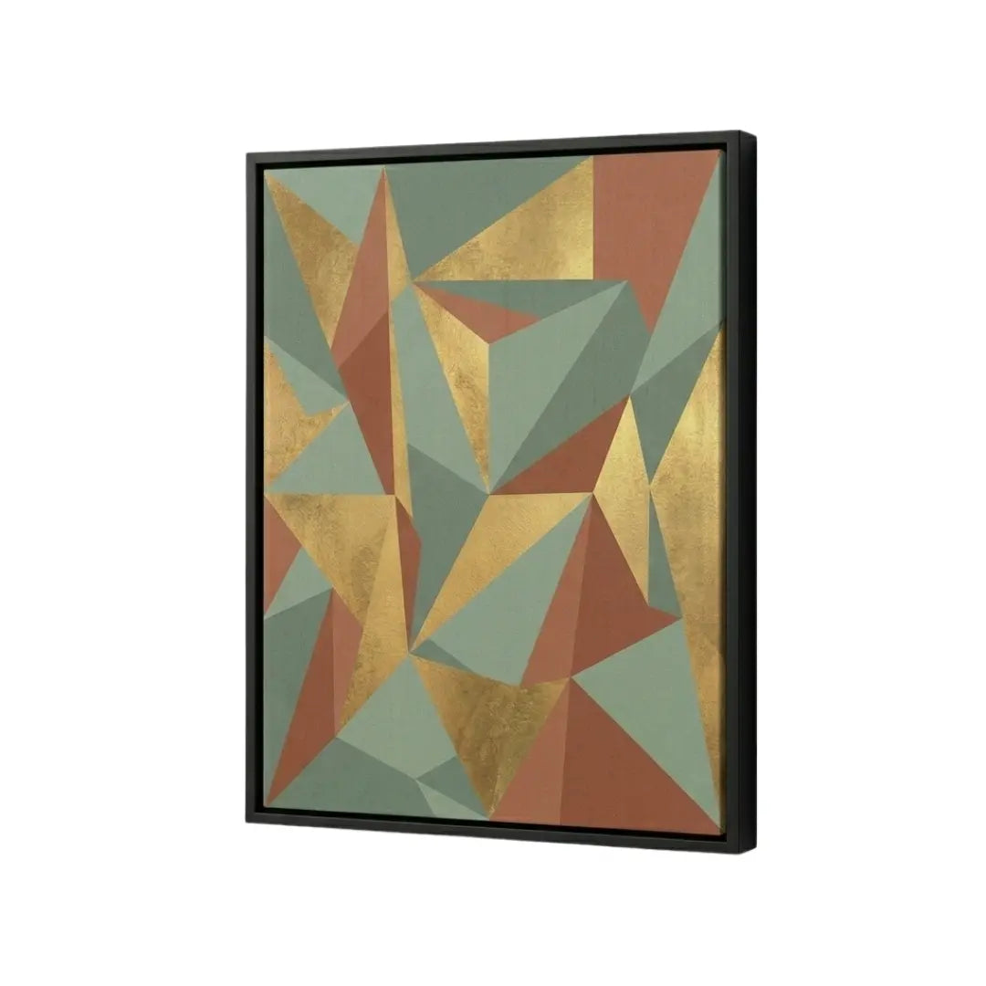 Devar Abstract Geometric Framed Canvas Wall Art - Sage Green, Terracotta Gold