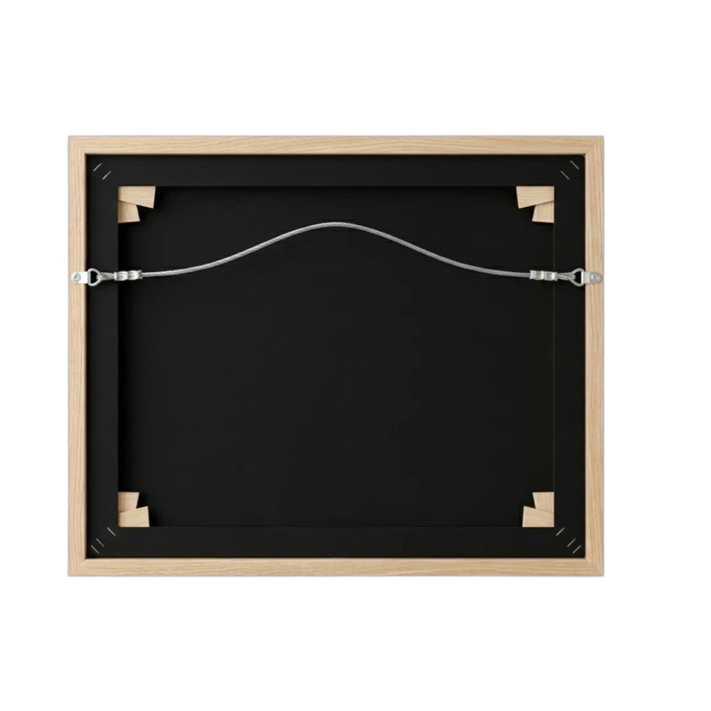 Devar Abstract Minimalist Line Art Framed Canvas - Light Oak Wood Frame