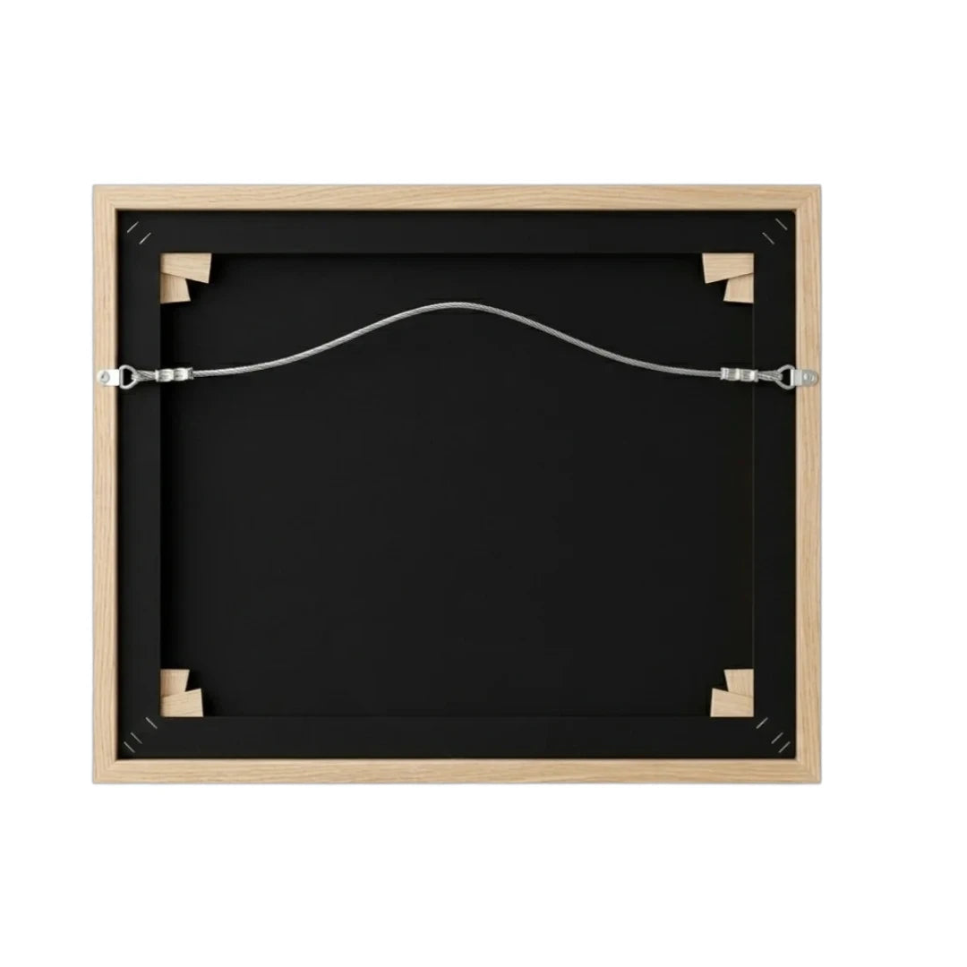 Devar Abstract Minimalist Line Art Framed Canvas - Light Oak Wood Frame